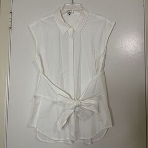 T Alexander Wang button down white cotton tie waist top size XS